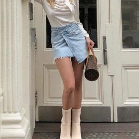 Womens Kitten Low Heel Ankle Boots in Beige, Size 9.5, featuring a pointed toe a - Picture 6 of 6